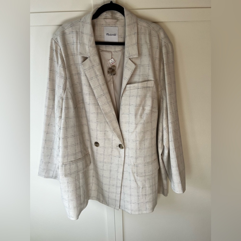 Madewell Women’s NWT Plus‎ Caldwell Double-Breasted Blazer Ghent Plaid Size 4X